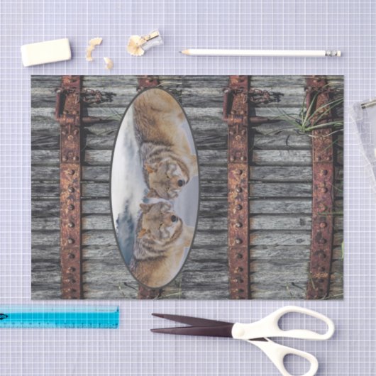 Weefseldocument Wolven Hout Tissuepapier (Craft)