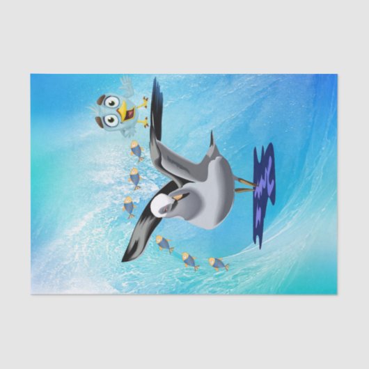 Weefseldocument Zeemeeuw Vis Vogel Oceaangolf Tissuepapier (Voorkant)