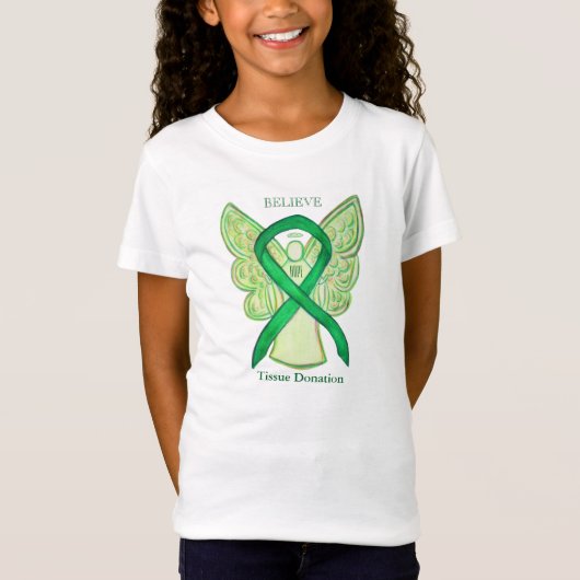 Weefseldonatie Groene bewustzijn Ribbon Angel Shir T-shirt (Voorkant)