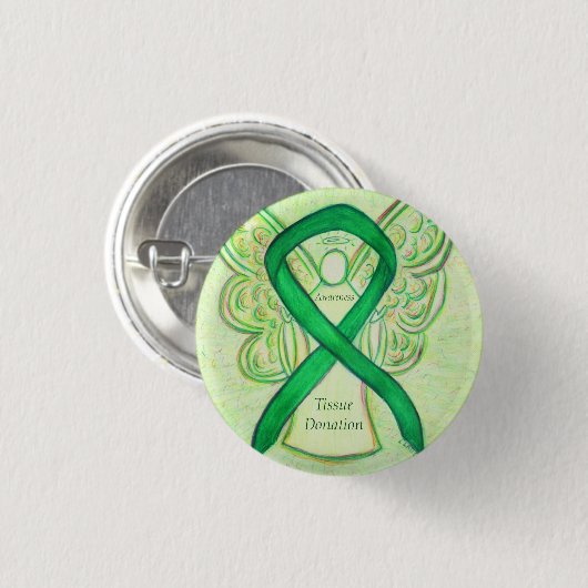 Weefseldonatiebewustzijn Ribbon Angel-Buttonnen Ronde Button 3,2 Cm (Voorkant /achterkant)