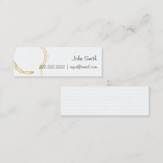 Weefselkaart met laag-tech-koffiegehalte voor noti mini visitekaartje (Voorkant / Achterkant)