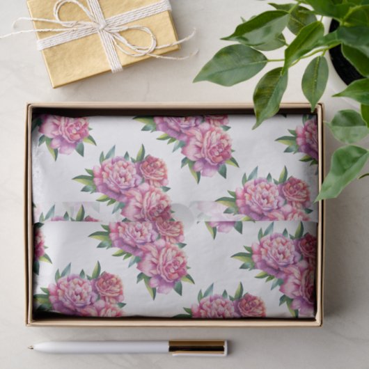 Weefselpapier(2) Peonies Blooming instellen Tissuepapier (Geschenk)