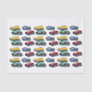 Weefselpapier (2) Vintageauto's op geel 4 Tissuepapier