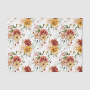 Weefselpapier (3) Small Pattern Red & Gold Pioenen Tissuepapier