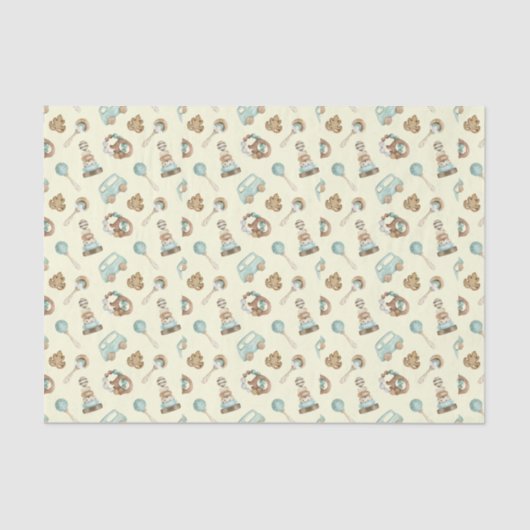 Weefselpapier (3)  speelgoed Gele achtergrond Tissuepapier (Voorkant)