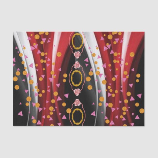 Weefselpapier Abstract Rood Zwart Wit Tissuepapier (Voorkant)