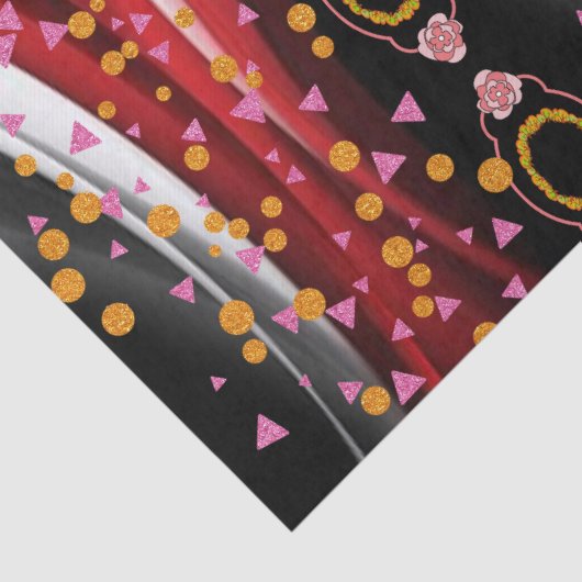 Weefselpapier Abstract Rood Zwart Wit Tissuepapier (Detail)