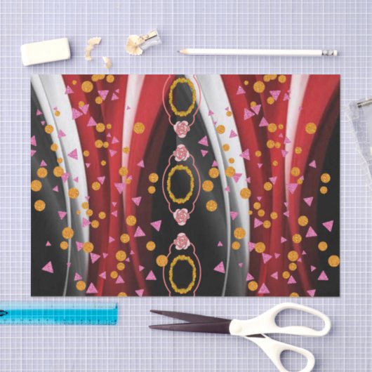 Weefselpapier Abstract Rood Zwart Wit Tissuepapier (Craft)