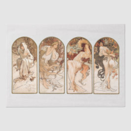 WEEFSELPAPIER : ALPHONS MARIA MUCHA : DE SEIZOEN TISSUEPAPIER