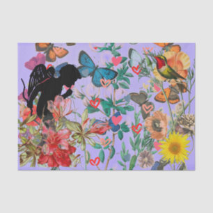 WEEFSELPAPIER ANGEL IN EEN GARDEN MET BUTTERFLIES TISSUEPAPIER