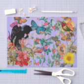 WEEFSELPAPIER ANGEL IN EEN GARDEN MET BUTTERFLIES TISSUEPAPIER (Craft)
