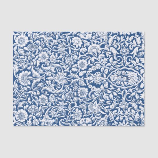 Weefselpapier Antiek Floral ontkoppelen wit blauw Tissuepapier (Voorkant)