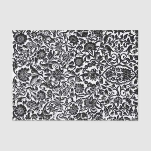Weefselpapier Antiek Floral ontkoppelen zwart wit Tissuepapier (Voorkant)