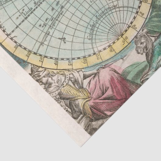 WEEFSELPAPIER : ANTIEK WERELDKAART TISSUEPAPIER (Detail)