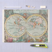 WEEFSELPAPIER : ANTIEK WERELDKAART TISSUEPAPIER (Craft)