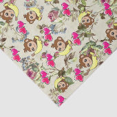 Weefselpapier apen Bananas Pink Hearts Floral Tissuepapier (Detail)