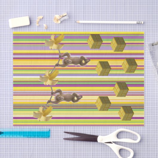 Weefselpapier apen Bananas Rope Stripe Tissuepapier (Craft)