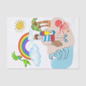 Weefselpapier Beach Fun Octopus Regenboog Tissuepapier (Voorkant)