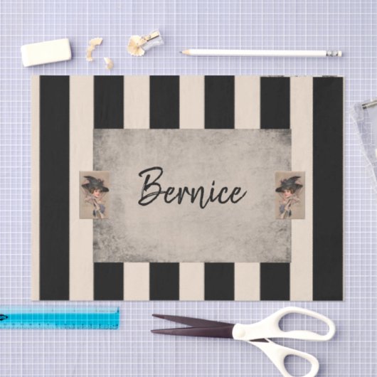 Weefselpapier beige witte strepen tissuepapier (Craft)