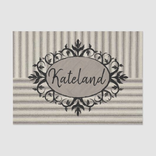 Weefselpapier beige zwarte streep tissuepapier (Voorkant)