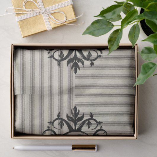 Weefselpapier beige zwarte streep tissuepapier (Geschenk)