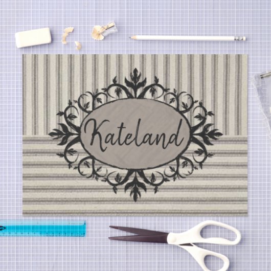 Weefselpapier beige zwarte streep tissuepapier (Craft)