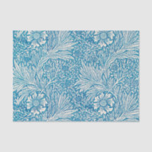 Weefselpapier Blauw ivoor William Morris Floral