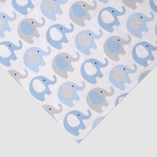 Weefselpapier - Blauwe en grijze olifanten Tissuepapier (Detail)