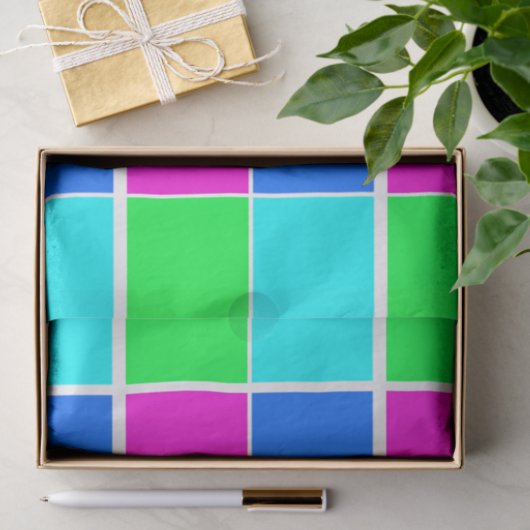 Weefselpapier Blauwe groene roze kleuren Tissuepapier (Geschenk)