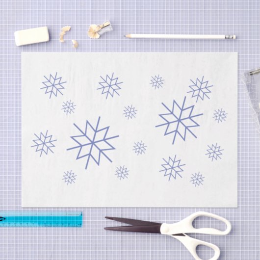 Weefselpapier - Blauwe sneeuwvlokken Tissuepapier (Craft)