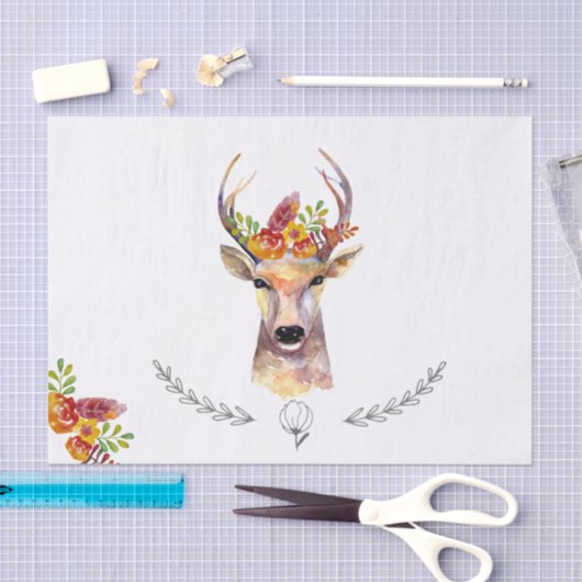 Weefselpapier — Boho Deer Buck Head Browning Tissuepapier (Craft)
