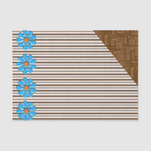 Weefselpapier, bruine strepen, Floral Tissuepapier (Voorkant)