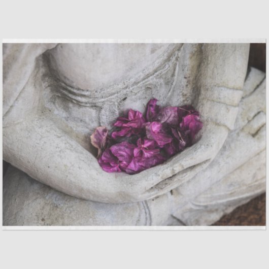 WEEFSELPAPIER: BUDDHA + BLOSSOMS TISSUEPAPIER (Voorkant)
