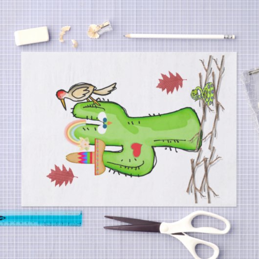 Weefselpapier Cactus Bird Tissuepapier (Craft)