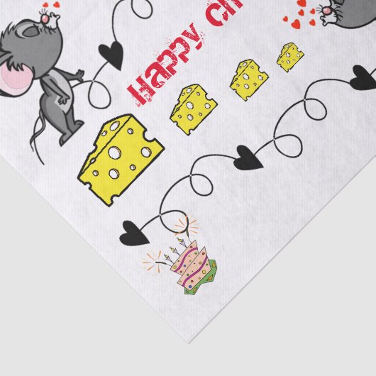 Weefselpapier Cheesey Mousey Kisses Happy Birthday Tissuepapier (Detail)
