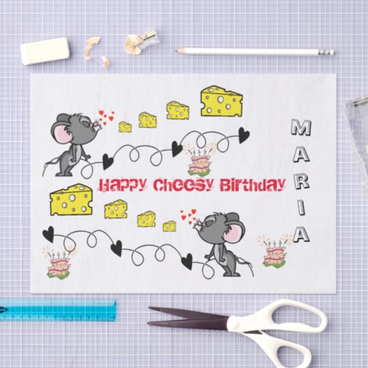 Weefselpapier Cheesey Mousey Kisses Happy Birthday Tissuepapier (Craft)