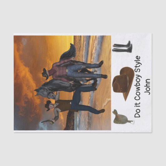 Weefselpapier cowboystijl zadel paard country boy tissuepapier (Voorkant)