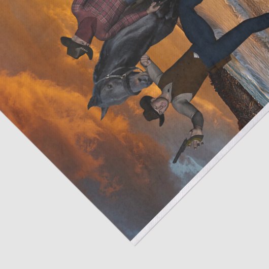 Weefselpapier cowboystijl zadel paard country boy tissuepapier (Detail)