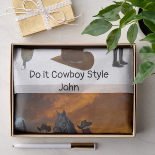 Weefselpapier cowboystijl zadel paard country boy tissuepapier (Geschenk)