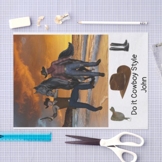 Weefselpapier cowboystijl zadel paard country boy tissuepapier (Craft)