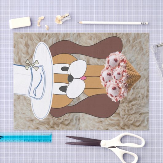 Weefselpapier Dog aardbei-ijscrème Tissuepapier (Craft)