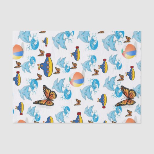 Weefselpapier Dolphin Butterfly Tissuepapier (Voorkant)
