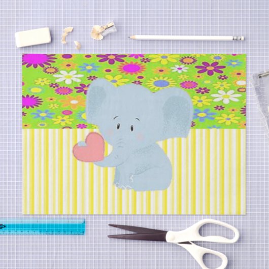 Weefselpapier Floral - Gele Stripes Elephant Tissuepapier (Craft)