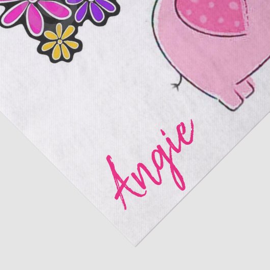 Weefselpapier Floral roze varkens Tissuepapier (Detail)