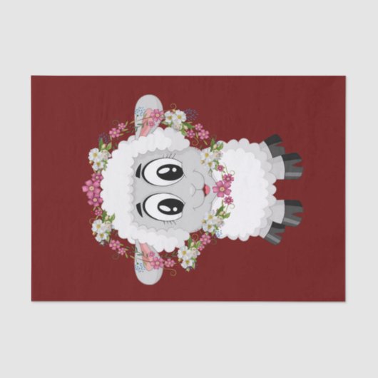 Weefselpapier Floral Sheep Tissuepapier (Voorkant)