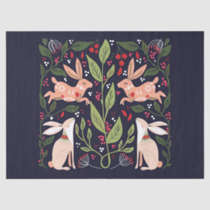 WEEFSELPAPIER : FOLK ART : KONIJNEN TISSUEPAPIER