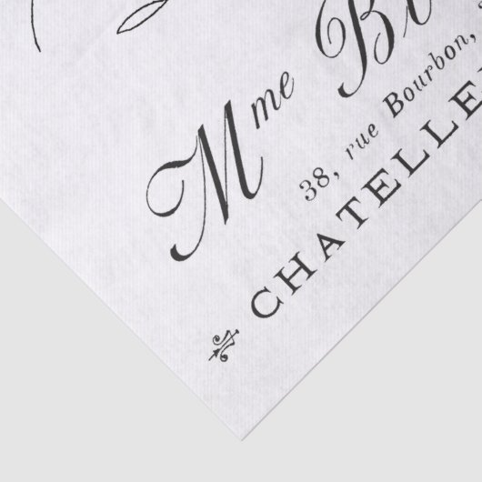 WEEFSELPAPIER : FRANS ; BRIEFKAART ONTWERP TISSUEPAPIER (Detail)