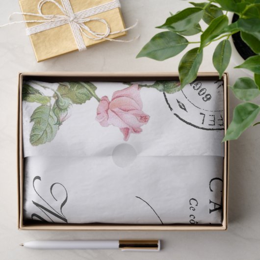 WEEFSELPAPIER : FRANS ; BRIEFKAART ONTWERP TISSUEPAPIER (Geschenk)