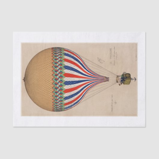 WEEFSELPAPIER : FRANSE VLAG THEMED BALOON TISSUEPAPIER (Voorkant)