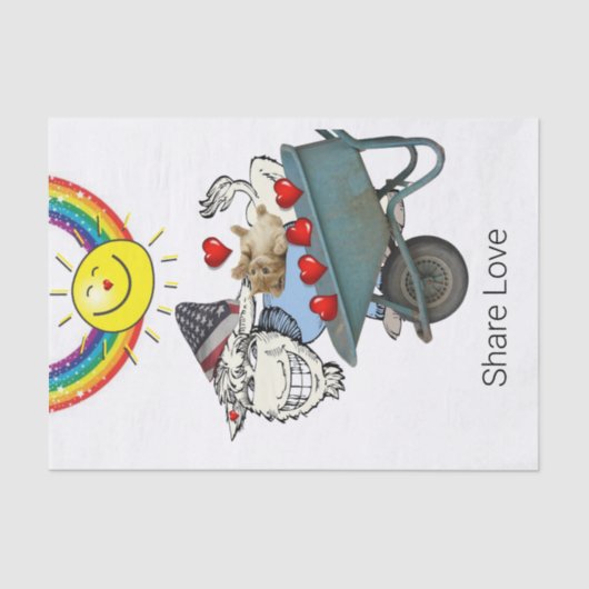 Weefselpapier Geitte Kitten Red Hearts Share Tissuepapier (Voorkant)